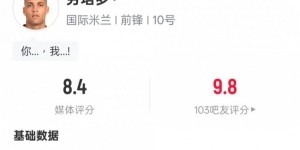 劳塔罗本场数据：1进球1助攻1关键传球，评分8.4
